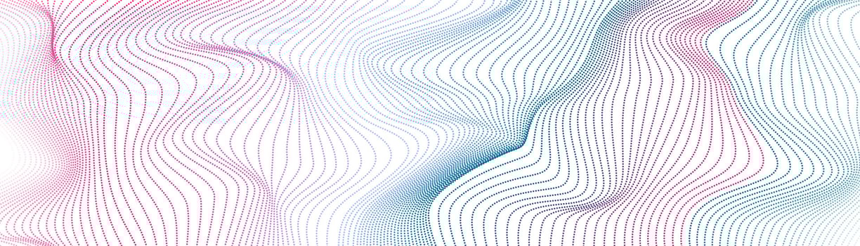 Futuristic refracted dotted lines waves abstract vector banner