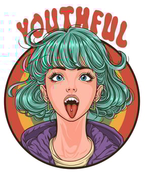 funky japanese girl sticking out tongue vector illustration white background