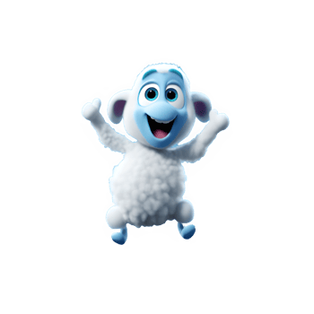 Realistic 3d illustration of cute sheep jumping happily isolated on transparent background ,generative ai png