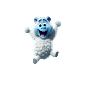 Realistic 3d illustration of cute sheep jumping happily isolated on transparent background ,generative ai png