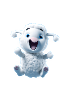 Realistic 3d illustration of cute sheep jumping happily isolated on transparent background ,generative ai png