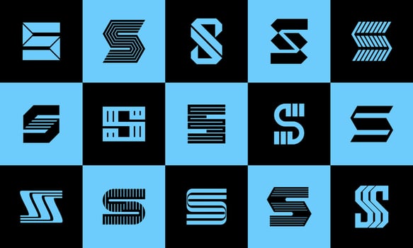 Bundle of company initial letter S logo icon design. Modern line letter S logo. vector