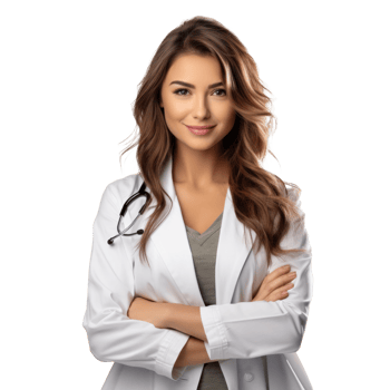 Doctor lady friendly smiling. Illustration AI Generative png