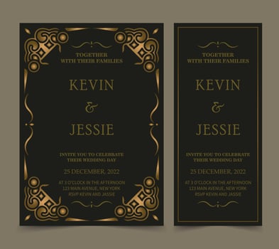 Elegant wedding invitation with pattern motif vector