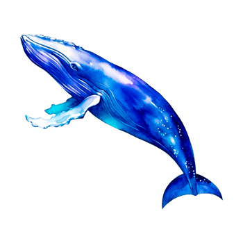 Bright Blue Whale  Generative Ai png