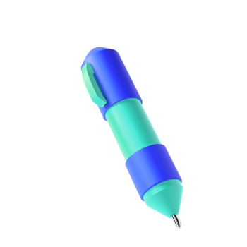 3d rendering icon office school pen stationery writing. Blue and turquoise colors. Symbol illustration editable isolated transparent png