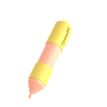 3d rendering icon office school pen stationery writing. Pink and yellow colors. Symbol illustration editable isolated transparent png