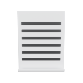 3d white sheet of paper document office with strokes logo icon. management efficient work on project plan concept, assignment and exam, work solution render illustration. isolated transparent png