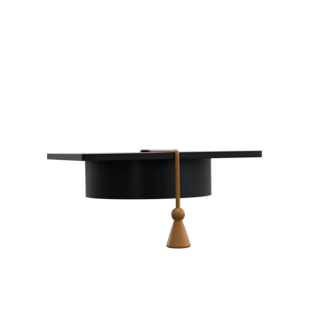 Graduation university or college black cap 3d icon education realistic illustration isolated transparent png. Element for degree ceremony and educational programs design png