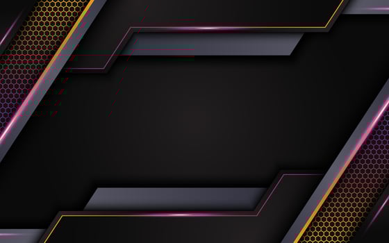 modern gradient background with glow yellow pink on dark metallic hexagon pattern vector