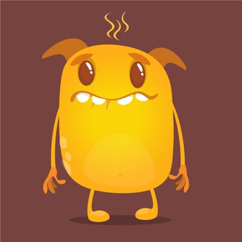 Funny cartoon monster character. Illustration of cute and happy alien creature for Halloween party decoration or package design vector