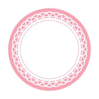 Blank Round Light Pink Simple Sticker Label with lace doily ornament border isolated Transparent png