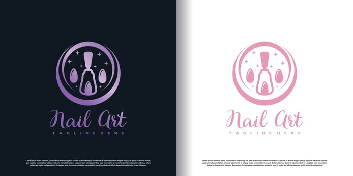 Nail polish logo with creative concept premium vector