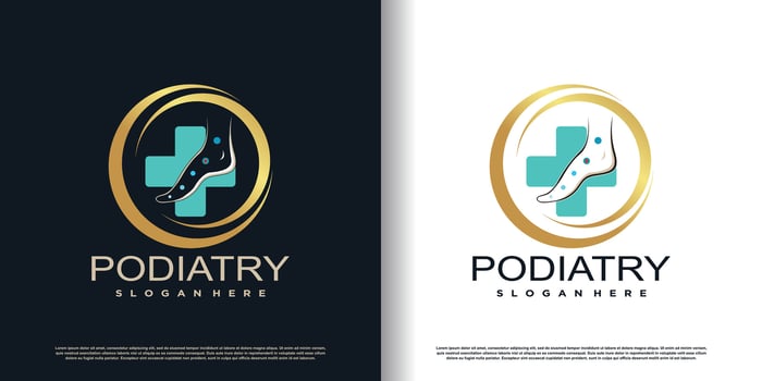 podiatry logo icon with creative concept design premium vector