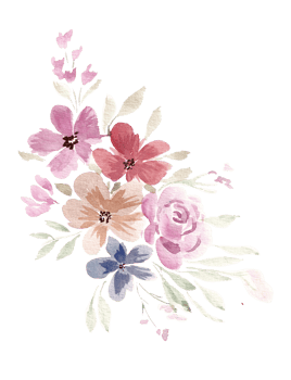 Vintage Pink and Blue Rose Watercolor Flower png