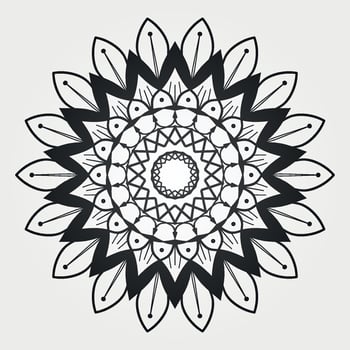 Floral Mandala Pattern Illustration in Black and White vector