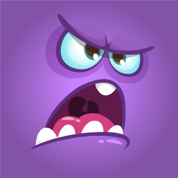 Cartoon monster face. Vector Halloween monster avatar