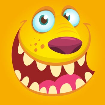 Cartoon monster face. Vector Halloween monster avatar