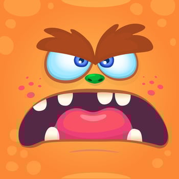 Cartoon monster face. Vector Halloween monster avatar