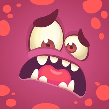 Cartoon monster face. Vector Halloween monster avatar