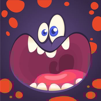 Cartoon monster face. Vector Halloween monster avatar