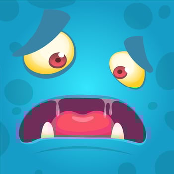Cartoon monster face. Vector Halloween monster avatar
