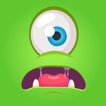Cartoon monster face. Vector Halloween monster avatar