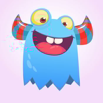 Happy cute cartoon monster. Vector illustration