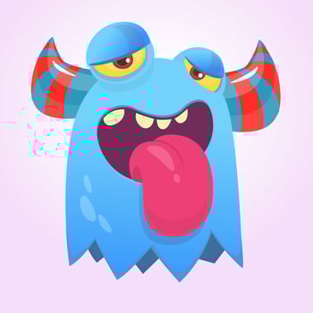 Happy cute cartoon monster. Vector illustration