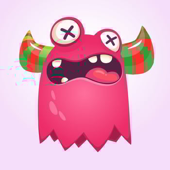 Happy cute cartoon monster. Vector illustration