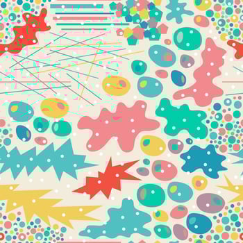 Hand drawn various paper cut shapes. Abstract contemporary seamless pattern. Modern trendy vector