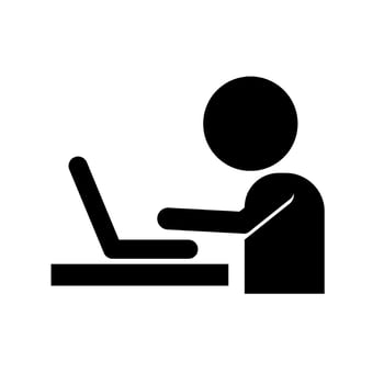 Laptop desk work silhouette icon. vector