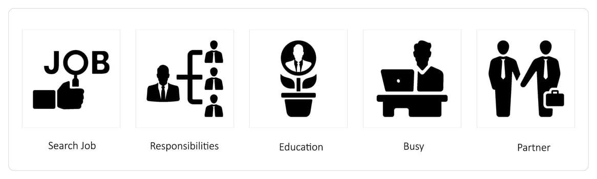 search job, responsibilites and education vector