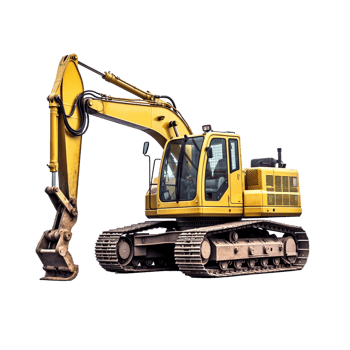 Crawler excavator isolated on transparent background, created with generative AI png