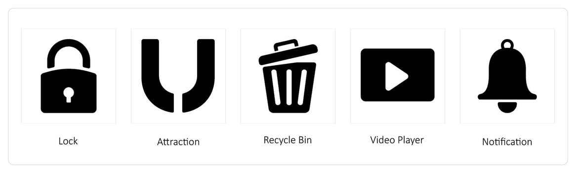 lock, attraction and recycle bin vector