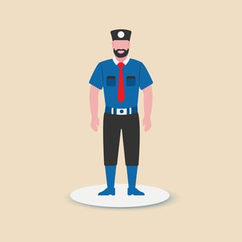 A security guard is a person employed by a government or private party.Also known as a security inspector, security officer, factory guard, or protective agent. close protection officer vector