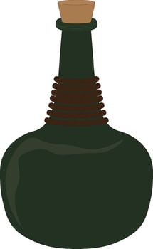 Vintage green glass bottle with cork vector illustration