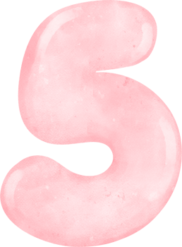 cute sweet Pink Watercolor Number 5, five.  joyful Nursery Art. png