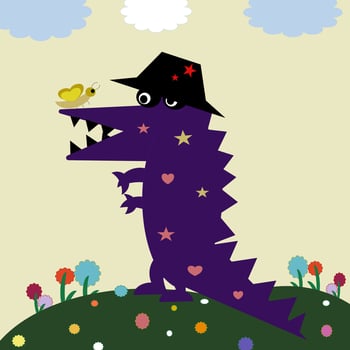 Cute cartoon hand drawn crocodile vector