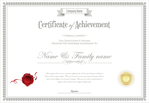 Certificate or diploma retro vintage design vector template