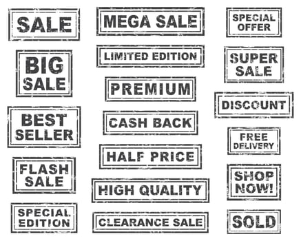collection of sale stamp grunge style vector