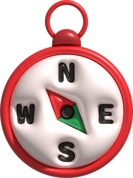 3D illustration. Compass tool. Navigation device. Compass object for navigation and orientation png