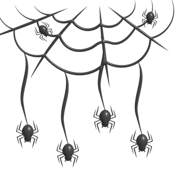 3d illustration. Halloween spiders and cobwebs. png