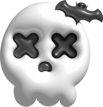 3D illustration. Face of a devil skull and bats for Halloween. png