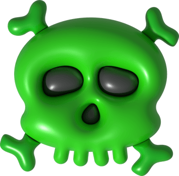 3D illustration. Face of a devil skull and bones for Halloween. png