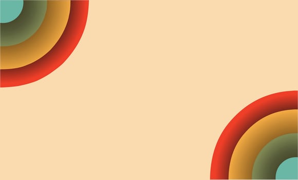 Vintage 70s quarter radial sun retro 2 circle papercut vector background