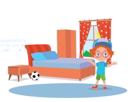 bedroom and kids vector illustration