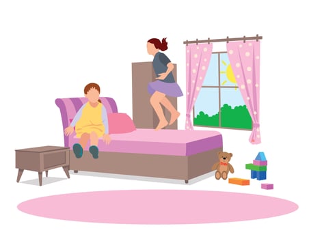bedroom and kids vector illustration