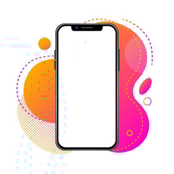 Modern Smartphone Device Colorful Liquid Element Showcase Mockup Vector Illustration