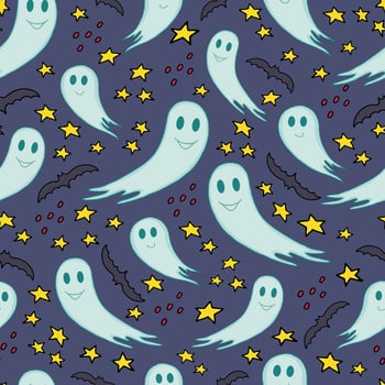 Illustration with pumpkins and ghosts for the Halloween holiday vector